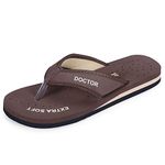 DOCTOR EXTRA SOFT Doctor Slippers for Women Orthopedic Diabetic Pregnancy Non Slip Lightweight Comfortable Flat Casual Stylish Dr Chappals and House Flip flops For Ladies and Girl’s D-22-Brown-7 UK