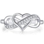 Jude Jewelers Silver Rose Gold Heart Shape Infinity Style Promise Anniversary Ring (Silver Rose Gold, 10)