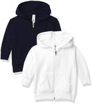 Marky G Apparel Baby Zip Fleece Hoodie, White/Navy, 18 Months