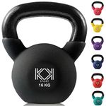 KK Kettlebells Cast Iron Neoprene Coated Weights Lifting Strength Training Home Gym Exercise (16kg)