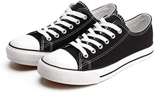 ZGR Womens Canvas Low Top Sneaker Lace-up Classic Casual Shoes(Black,US5)