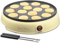 Baker's Friend Mini Pancakes Maker Machine, Dutch Mini Pancake Griddle, 14 Holes Electric Poffertjes Pan, Ideal for Breakfast, Snacks, Desserts & More, Yellow