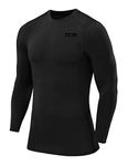 TCA Men's Pro Performance Compression Shirt Long Sleeve Top Compression Tops for Men Thermal Base Layers Men - Black Stealth, L