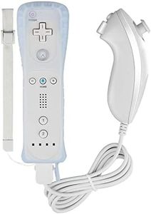 Lyyes Remote Controller for Wii, Wii Remote and Nunchuck Controllers with Silicon Case and Strap for Wii and Wii U (White)