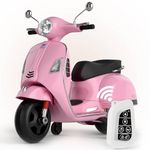 KidsROAR 12V Electric Bike for Kids with Remote Control, Battery Operated Scooter Bike for Boys & Girls, Wide Seat, Music & Lights, Safe Ride-On for 2-6 Years, Manual & Remote Control (Pink)