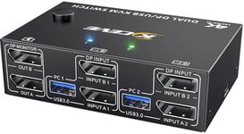 MLEEDA 4K@144Hz KVM Switch 2 Monitors 2 Computers Display Port 8K@30Hz, USB 3.0 Dual Monitor KVM Switch 2 Computers Share 2 Monitors and 4 USB 3.0 Port, Wired Remote and 2 USB Cables Included