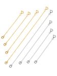 Necklace Extender Bracelet Extension Chain Stainless Steel Extender Chains for Jewelry Making, 8 Pieces, Silver and Gold