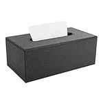 Luxspire Rectangular PU Leather Tissue Box Cover Holder, Facial Tissue Box Cover Toilet Paper Box Case Napkin Dispenser for Countertop Bedroom Car Office Bathroom Home Deco Accessories, Black