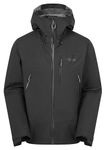 Rab Men's Downpour Mountain Jacket - Lightweight Waterproof Hooded Coat for Hiking & Trekking - Black - Medium