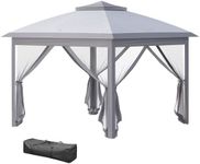 Outsunny 3.3 x 3.3m Pop Up Gazebo, Double Roof Foldable Canopy Tent with Zipped Mesh Sidewalls, Height Adjustable and Carrying Bag, Event Tent for Patio Garden, Grey