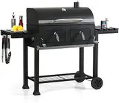 Captiva Designs Extra Large Charcoal BBQ Grill with Oversize Cooking Area(794 SQIN), Outdoor Cooking Grill with 2 Individual Lifting Charcoal Trays and 2 Foldable Side Tables