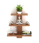 Furniture Cafe® Wooden Wall Shelves for Living Room | Wall Shelf for Home Decor Items | Floating Book Rack for Study Room, Office (3Tiers | Size- Standard | Colour- Teak Natural)