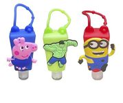 AMB Empty Mixed Kids Hand Sanitizer Travel Size Holder Keychain Carrier, Flip Cap Reusable Empty Portable Bottles(Boys Random Design) Pack of 2