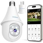 Little elf Light Bulb Security Camera Wireless Outdoor, 2.4GHz/4MP WiFi Surveillance Exterieur Camera, 360° Light Socket Camera, Color Night Vision, Human Motion Detection&Alert, Works with Alexa