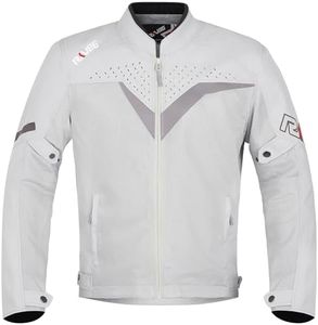 RKV86 Motorcycle Jacket for Men with CE Armored Mesh Riding Jacket Breathable Motorbike Jacket Hi-viz Adventure Motorcycle Jacket (White-Grey XL)