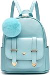 I IHAYNER Girls Fashion Backpack Mini Backpack Purse for Women Teenage Girls Purses PU Leather Pompom Backpack Shoulder Bag, Pearl Blue NCDXS309828