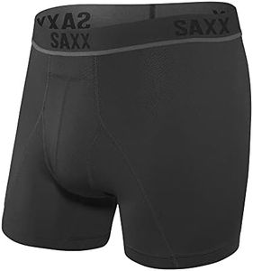 SAXX Underwear Men's Boxer Briefs – KINETIC HD Men’s Underwear – Boxer Briefs with Built-In BallPark Pouch Support – Semi-Compression Underwear for Men, Blackout, Large