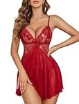 Avidlove Sexy Lingerie Lace Chmeise V Neck Babydoll Full Slip Nightwear Mesh Nightdress