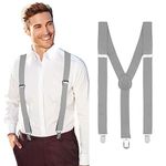 Suspenders for Men,Suspenders for Men Heavy Duty,Women Suspenders,Mens Suspenders,Grey Suspenders,Mens Suspenders for Suit Pants,Halloween Christmas Tuxedo Cosplay Suspenders