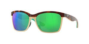 Costa Del Mar Women's Anaa Sunglasses, Retro Tortoise/Cream/Mint/Green Mirrored Polarized 580p, 55 mm