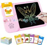 BAREPEPE 112 Talking Flash Cards LCD Writing Tablet for 3-8 Years Toddlers, Rechargeable Drawing Board Pad Toy for Boys Girls Kids Birthday Gifts, Preschool Montessori Speech Therapy - Pink