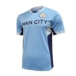 Icon Sports Short Sleeve Polyshirt, Man City Wordmark ON Front, X-Large