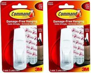 Command Large Utility Hook, Pack of 2 Hook and 2 Adhesive Strips, White - Damage Free Hanging - Holds up to 2.2kg