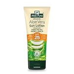 Aloe Pura, Organic Aloe Vera Sun Lotion SPF 25, Natural, Vegetarian, Cruelty Free, Paraben & SLS Free, Long-Lasting Shield, Medium Protection, 200ml