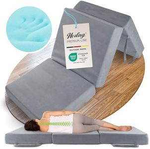 Herlag Orthopädische Klappmatratze 195x75x14cm - Extra Dickes Gästebett 14 cm hoch - Faltmatratze Härtegrad H3 Deluxe-Komfort Visco-Schaum - Faltbare Gästematratze 3-teilig - Bezug waschbar - Grau