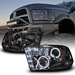 ACANII - For 2009-2018 Dodge Ram 1500 10-18 2500 3500 LED Halo Ring Smoked Lens Projector Headlights Headlamps Assembly