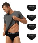 FREECULTR Men's Underwear | Micromodal Elastane Stretch Solid Brief with Ultrasoft Classic Waistband Pack of 5 Black-3XL