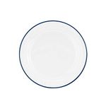 Nicola Spring 6 Piece 16cm Country Farmhouse White Side Plates Set with Blue Rims