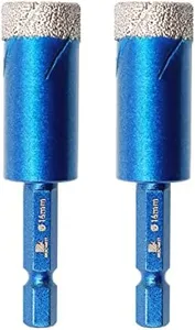 Diamond Drill Bit 16mm,BRSCHNITT 2pcs/Pack 5/8 Inch Diamond Hole Saw Drill Bit for Porcelain Tile Ceramic Stone Granite Marble,Hex Shank Dry Drilling Diamond Core Drill Bit Set