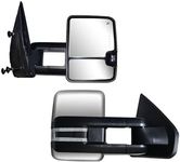 Brovw Towing Mirrors Compatible with Ford 2004 2005 2006 2007 2008 2009 2010 2011 2012 2013 14 F150 with Power Heated LED Signal and Puddle Light Trailer Tow Mirrors Pair set Pickup Truck Chrome