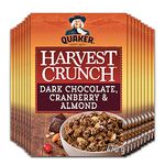 Quaker Harvest Crunch Dark Chocolate, Cranberry & Almond Granola Cereal, Multi-Pack, 470g (Pack of 16)