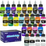 Airbrush Paint, 22 Colors with 2 Thinner Airbrush Paint Set, Water-Based Air brush Paints Acrylic Ready to Spray Includes Metallic & Neon Colors, 20ml/Bottle