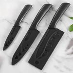 ZEPLORE Knife Set for Kitchen ^ Professional 3 Pieces High Carbon Stainless Steel Colour Printed Coated Chef Knife I Utility Knife I Sontuku Knife I Kitchen Knives with Ergonomic Handle. (Black)