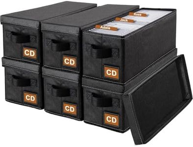 Salajory CD Storage Box & Case, 6-Pack, Each Holds 35 CDs, Desktop & Closet CD Organizer, 14.2x6.3x5.5 Inch, for Papers, Cards, Socks