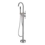 Artiqua Freestanding Tub Filler Bathtub Faucet Brushed Nickel Floor Mounted Faucets with Handheld Shower