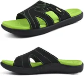 KuaiLu Womens Fashion Orthotic Slides Ladies Lightweight Athletic Yoga Mat Walking Sandals Slip On Thick Cushion Recovery Slippers Sandles Comfortable Plantar Fasciitis Arch Support Green Size 12