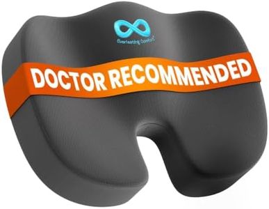 Everlasting Comfort Doctor Recommended Memory Foam Seat Cushion for Office Chairs & Car - Ergonomic Office Desk Accessories - Cushions for Tailbone Pain Relief, Sciatica (Gray, Large)