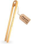 Magnetic Bamboo Toaster Tongs 1x - 8.7" Reusable Heat Resistant Wooden Tongs for Toaster with Magnet for Cooking - Long Natural Toaster Tongs Kitchen Utensil for Serving Pickle Muffin Bread - HaraHuri