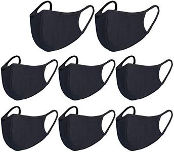 Pack 8 Black Dust Mouth Mask - All Cotton Covering - Reusable Cloth Comfy Breathable Material Black Pack 8pcs