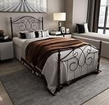 Metal Bed Frame Twin Size with Vintage Headboard and Footboard Platform Base Wrought Iron Bed Frame/No Box Spring Needed/Under Bed Storage (Antique Brown, Twin)