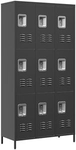 VeroFree Metal Lockers, Storage Locker Cabinet, Black 9 Door Steel Locker with Locks, Thickened Steel Doors, 72 Inch Tall for School Office Gym Bedroom Garage Porch, Assembly Required