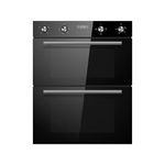 Cookology CDO720BK Built-in Electric Double Fan Oven in Black - Combined 85 Litre Capacity - Integrated Cooker - 6 Cooking Functions - Easy Programmable Timer - Dial Controls & Digital Clock