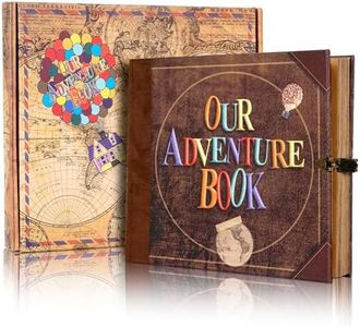 Our Adventure Book 146 Pages 8.9*7.7 Inch Scrapbook Photo Album,Retro Style Embossed Letter Cover Travel Diary Journal Scrap Book For Couples,Memory Book For Anniversary Wedding,Valentine's Day Gift