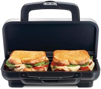 Proctor Silex Deluxe Hot Sandwich Maker with Easy-Clean Durable Nonstick Ceramic Plates, Fits up to 2 Grilled Cheese, Ruebens, Tortas or Subs, Stainless Steel (25415PS)