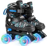 Hozzen Kids Roller Skates for Boys Girls, 4 Size Adjustable Roller Skates with 8 Light UP Wheels, Roller Skates for Toddlers Beginner Kids (Black, S)