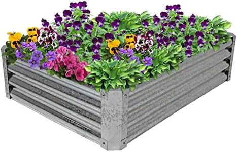 Sunnydaze Galvanized Steel Raised Garden Bed Kit - Outdoor Metal Planter for Plants and Vegetables - 12" H Rectangle - Silver